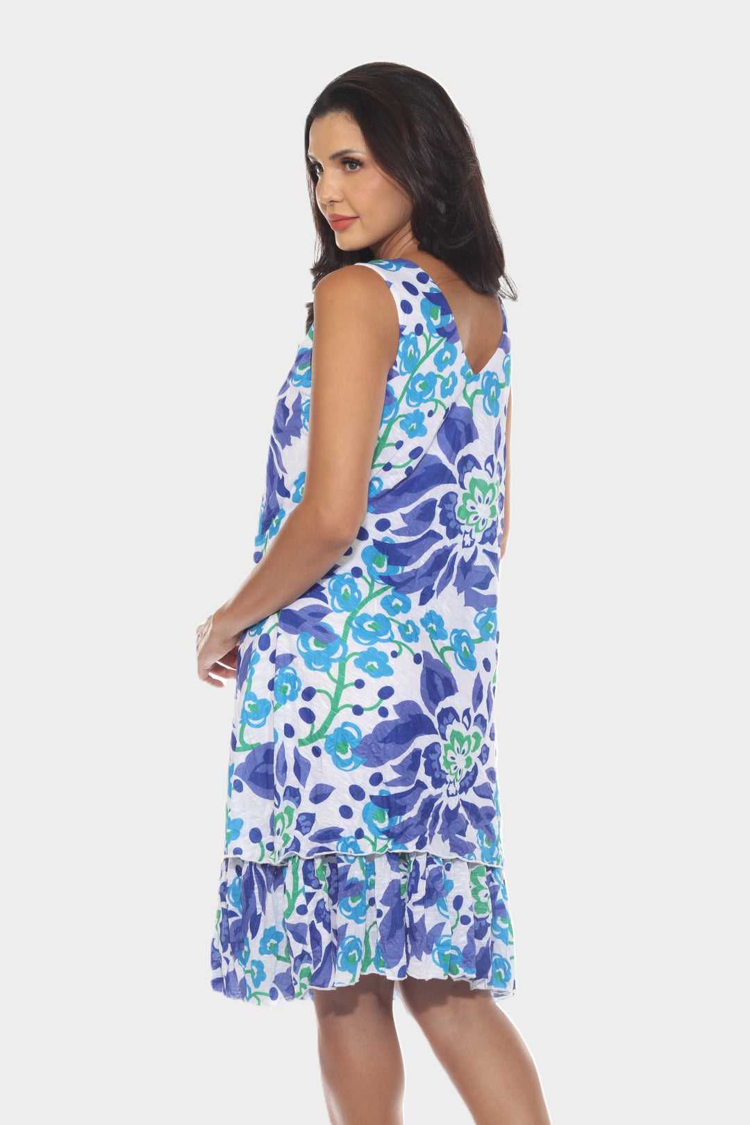 Tropical Print Layered Hem Dress