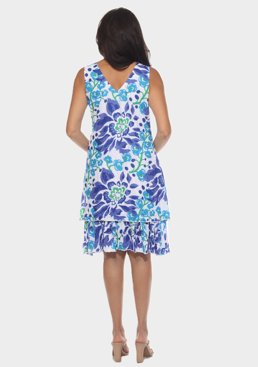 Tropical Print Layered Hem Dress