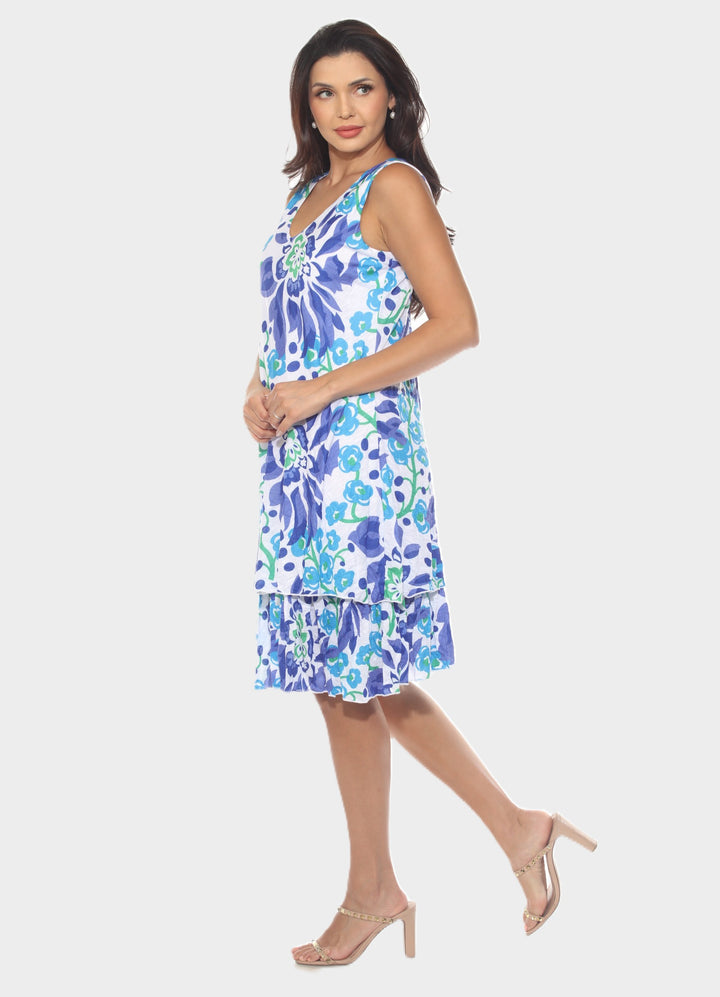 Tropical Print Layered Hem Dress