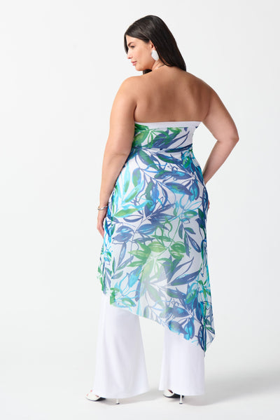 Tropical Print Side Ruched Jumpsuit