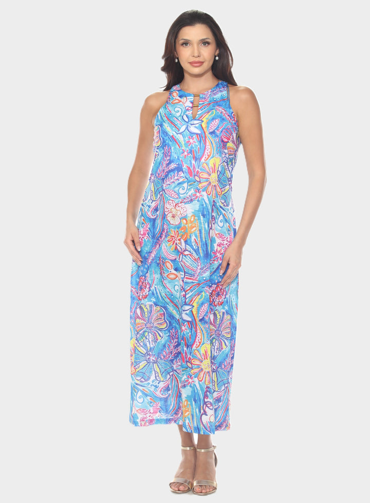 Tropical Print Tassel Maxi Dress