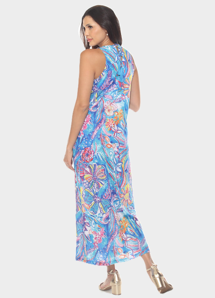 Tropical Print Tassel Maxi Dress