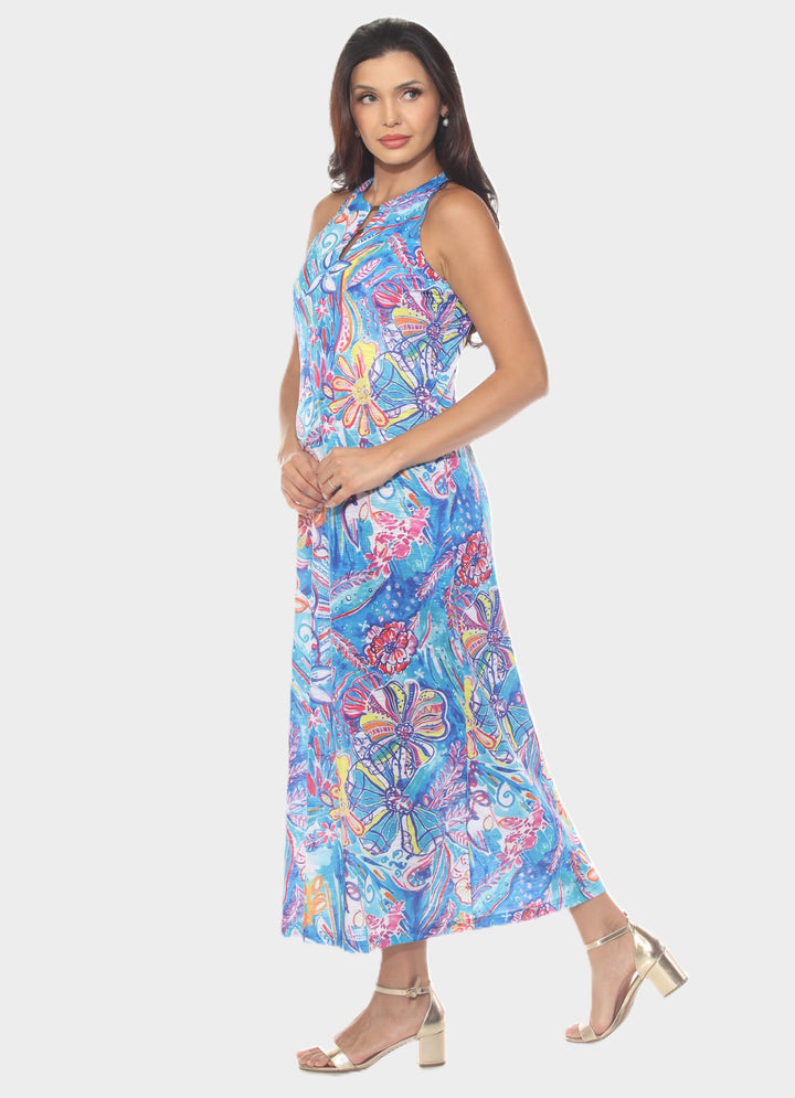 Tropical Print Tassel Maxi Dress