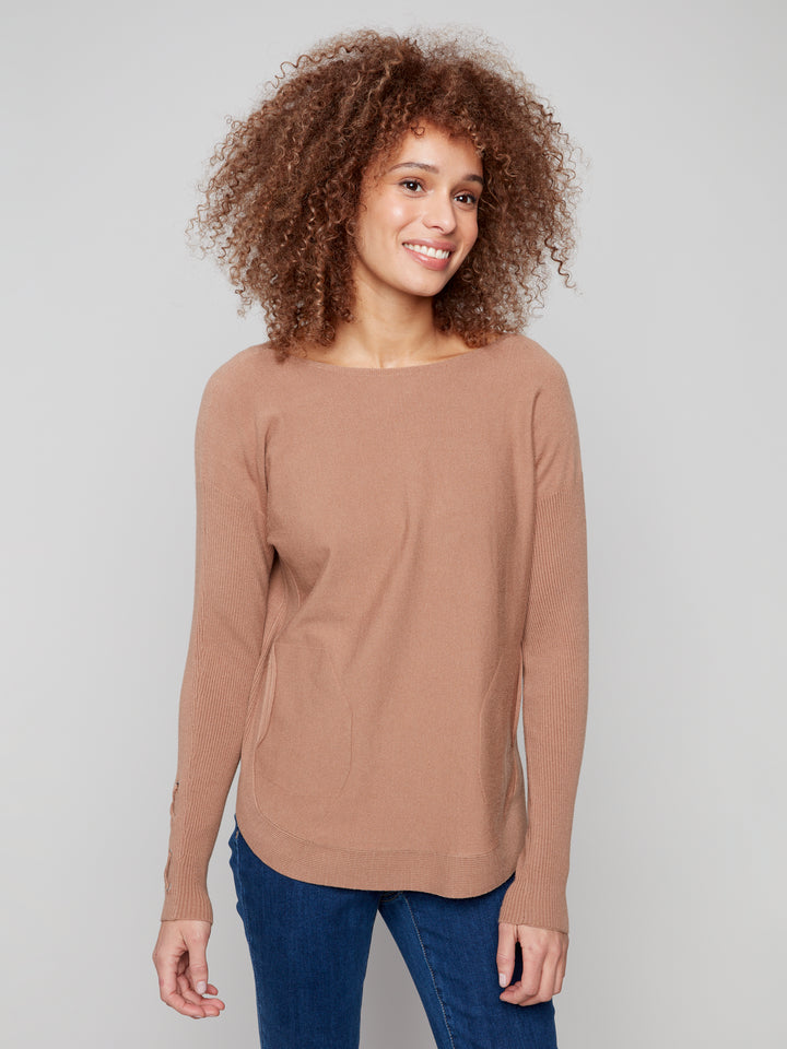 Truffle Lace-up Cuff Sweater