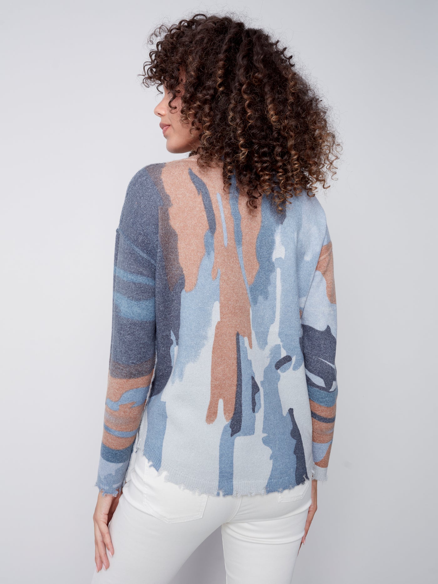 Truffle Reversible Frayed Edge Sweater