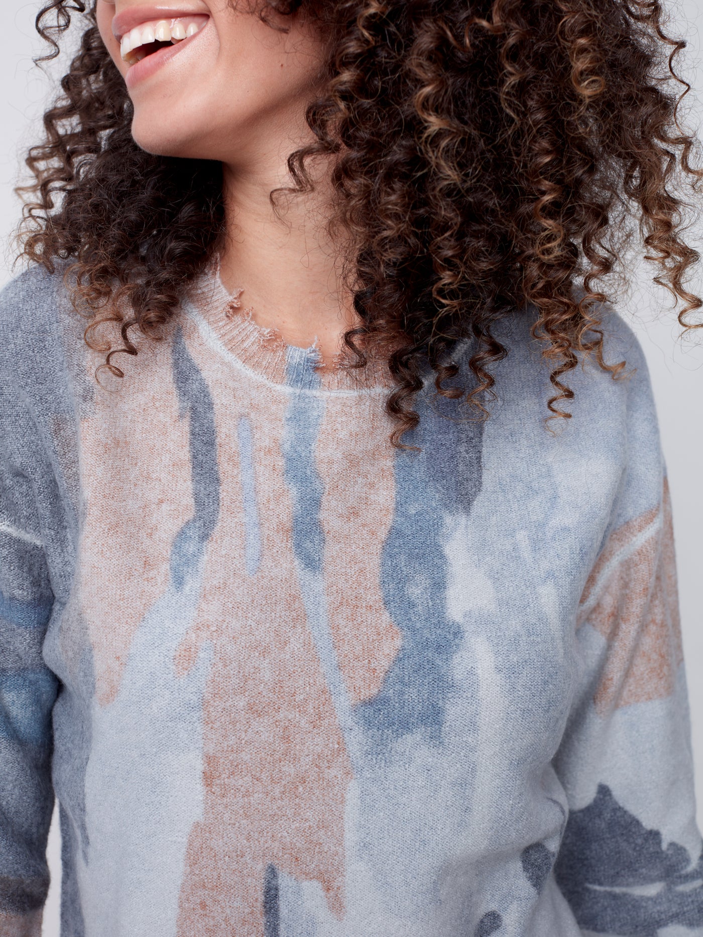 Truffle Reversible Frayed Edge Sweater