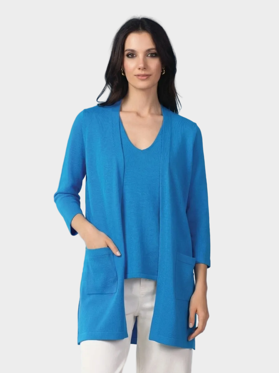 Turquoise Diagonal Button Detail Top