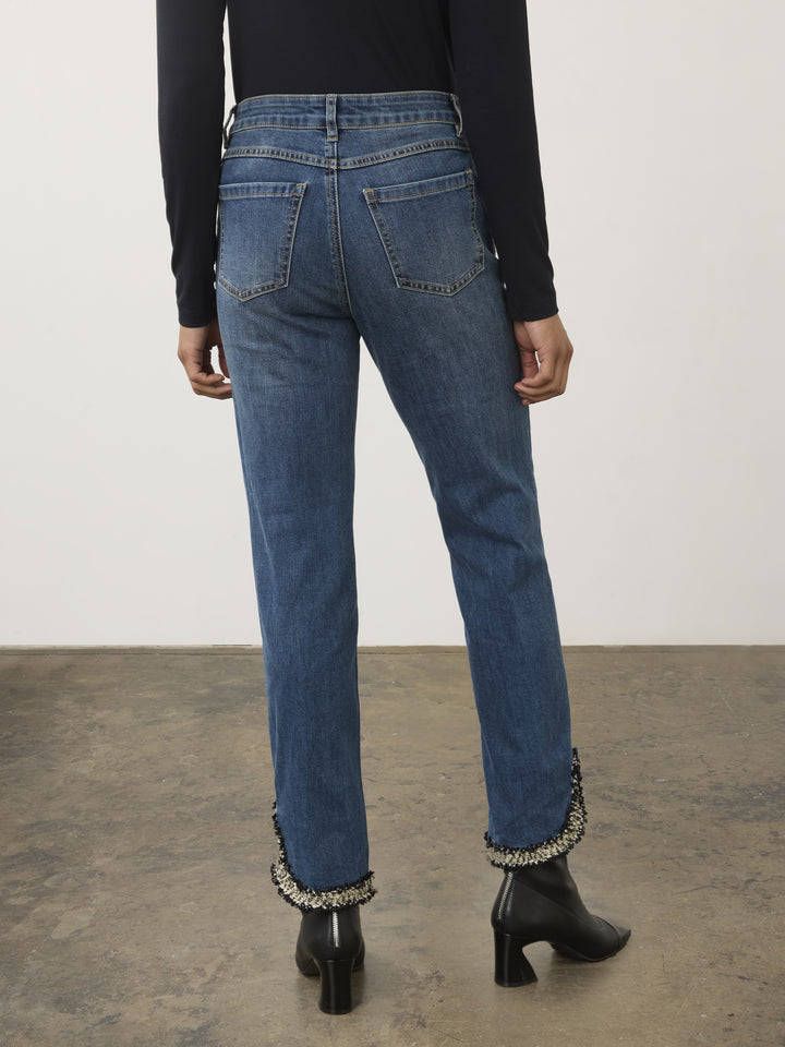 Tweed Trim Olivia Pencil Ankle Jean