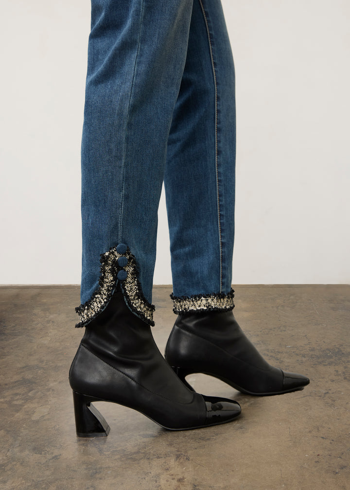 Tweed Trim Olivia Pencil Ankle Jean
