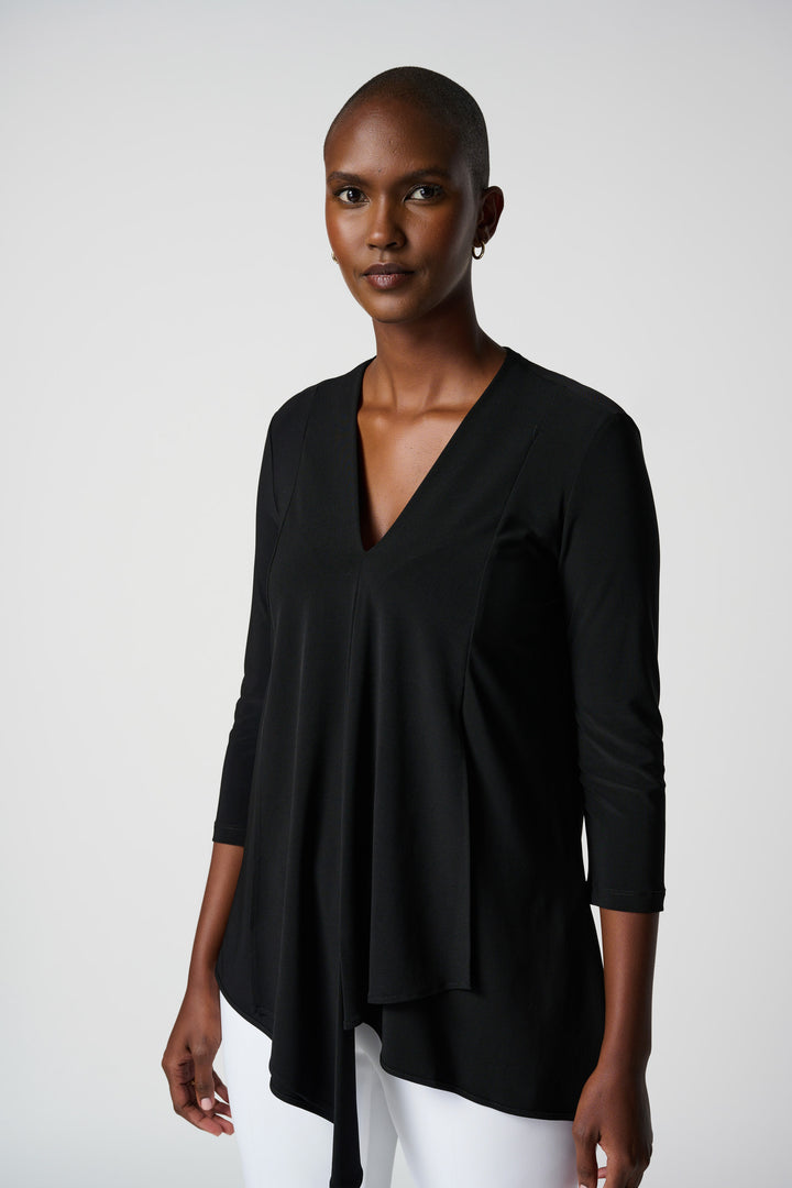 Black V-Neck Layered Tunic Top