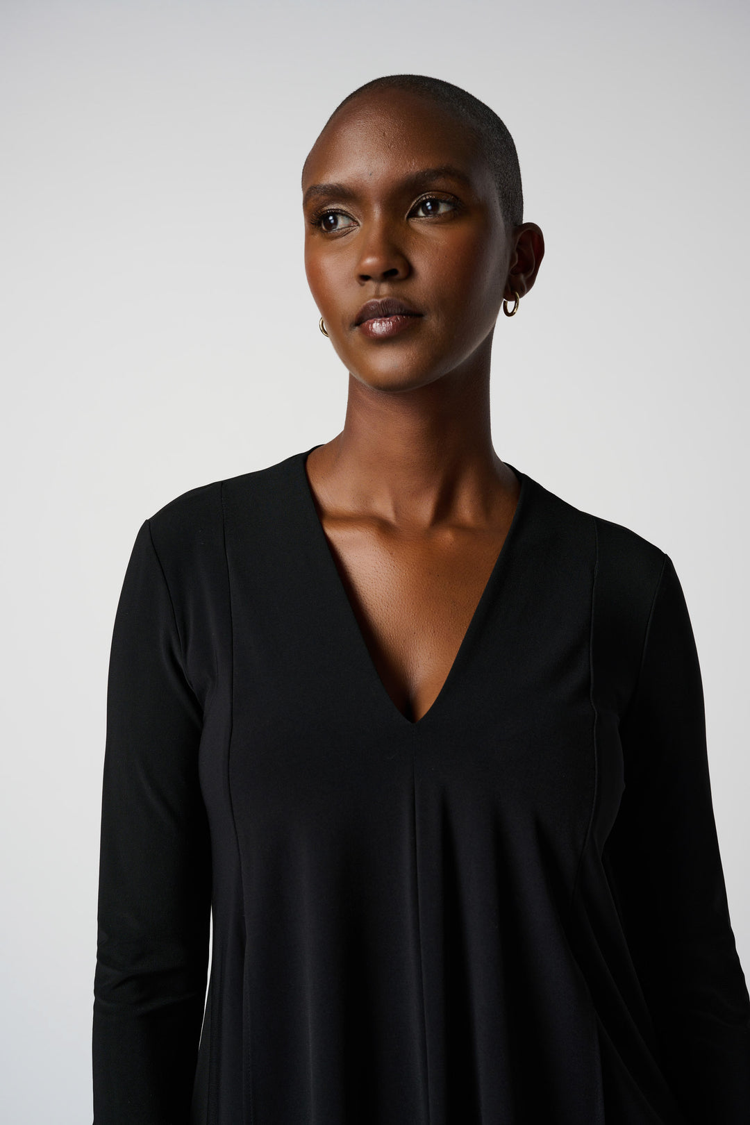 Black V-Neck Layered Tunic Top