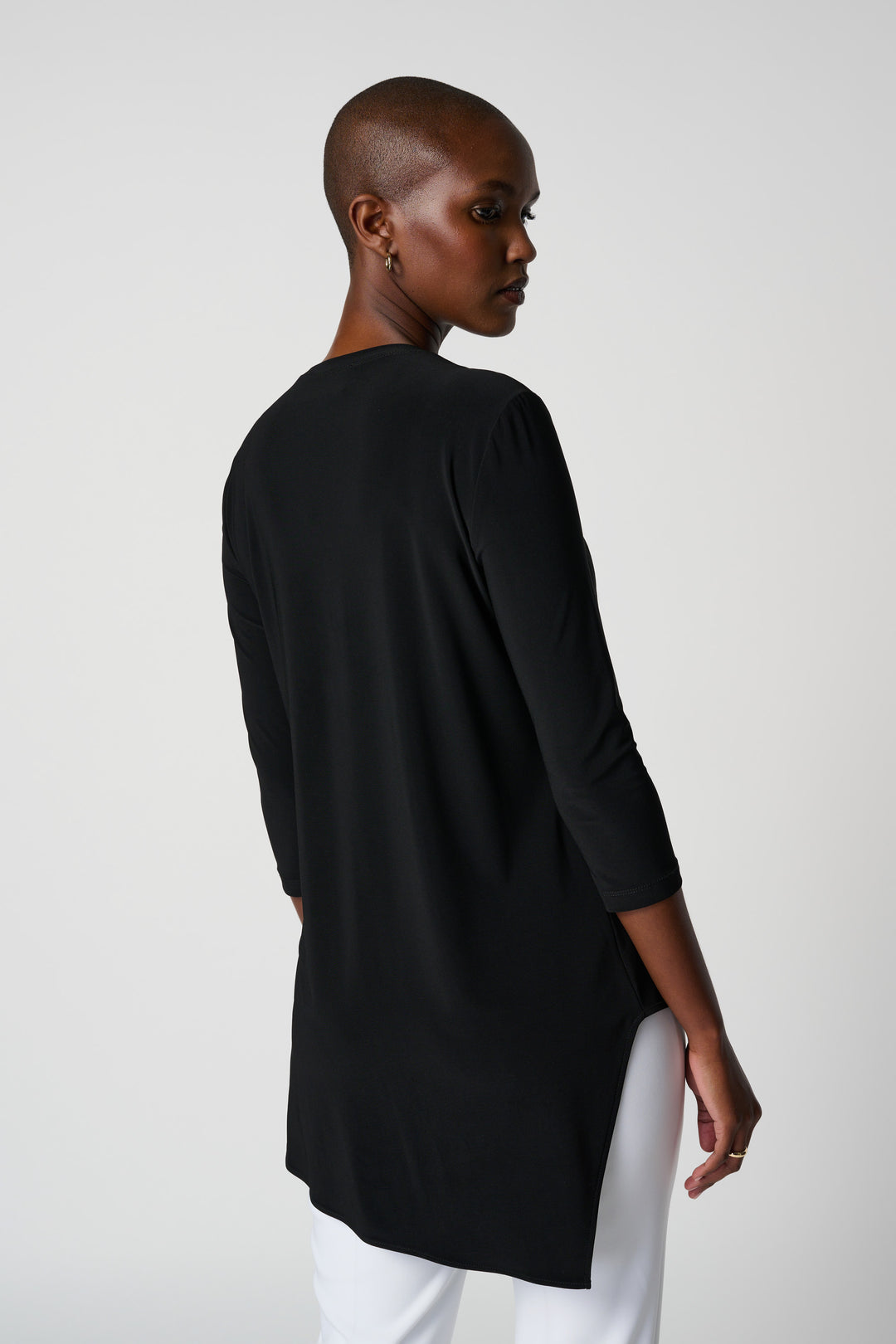 Black V-Neck Layered Tunic Top