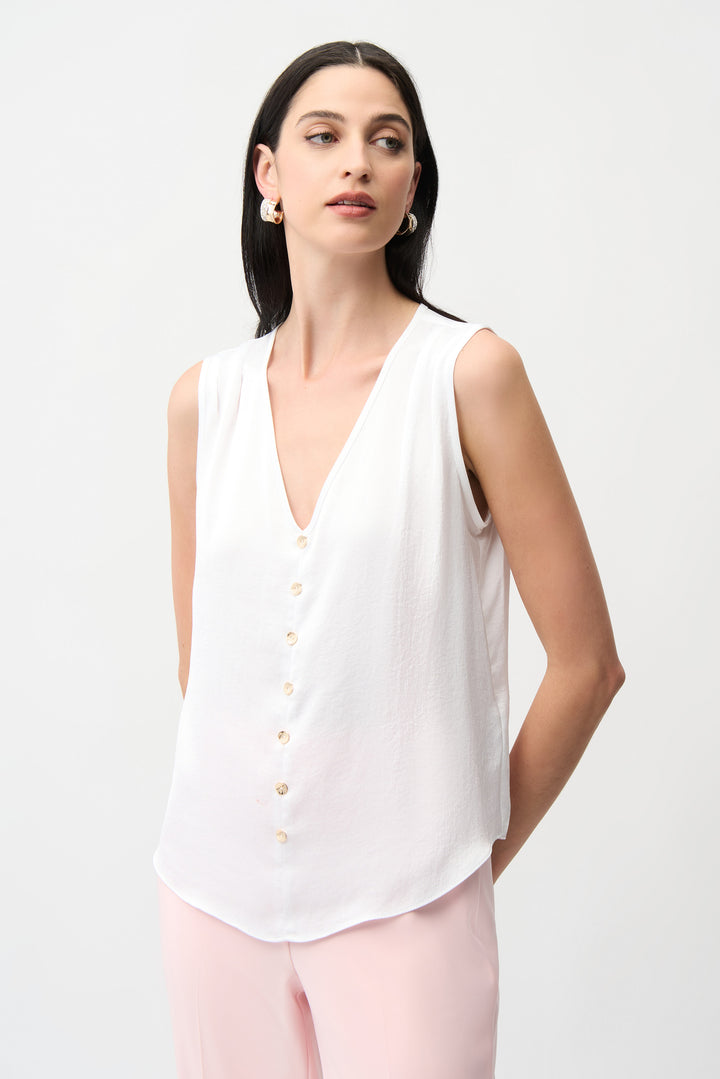 Vanilla Gold Button Detail V-Neck Top