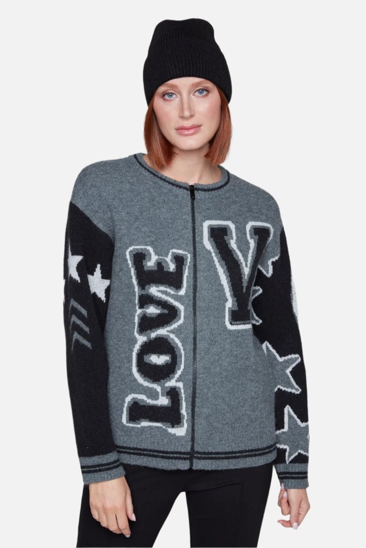 Varsity LOVE Zip Up Cardigan