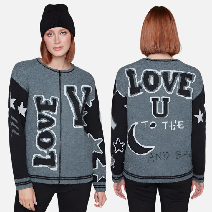 Varsity LOVE Zip Up Cardigan