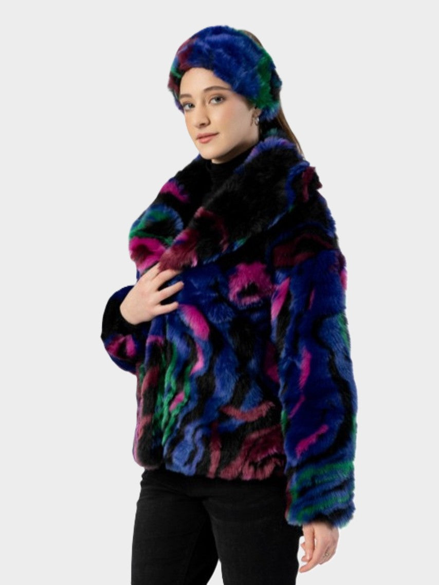 Vibrant Multicolour Faux Fur Short Jacket