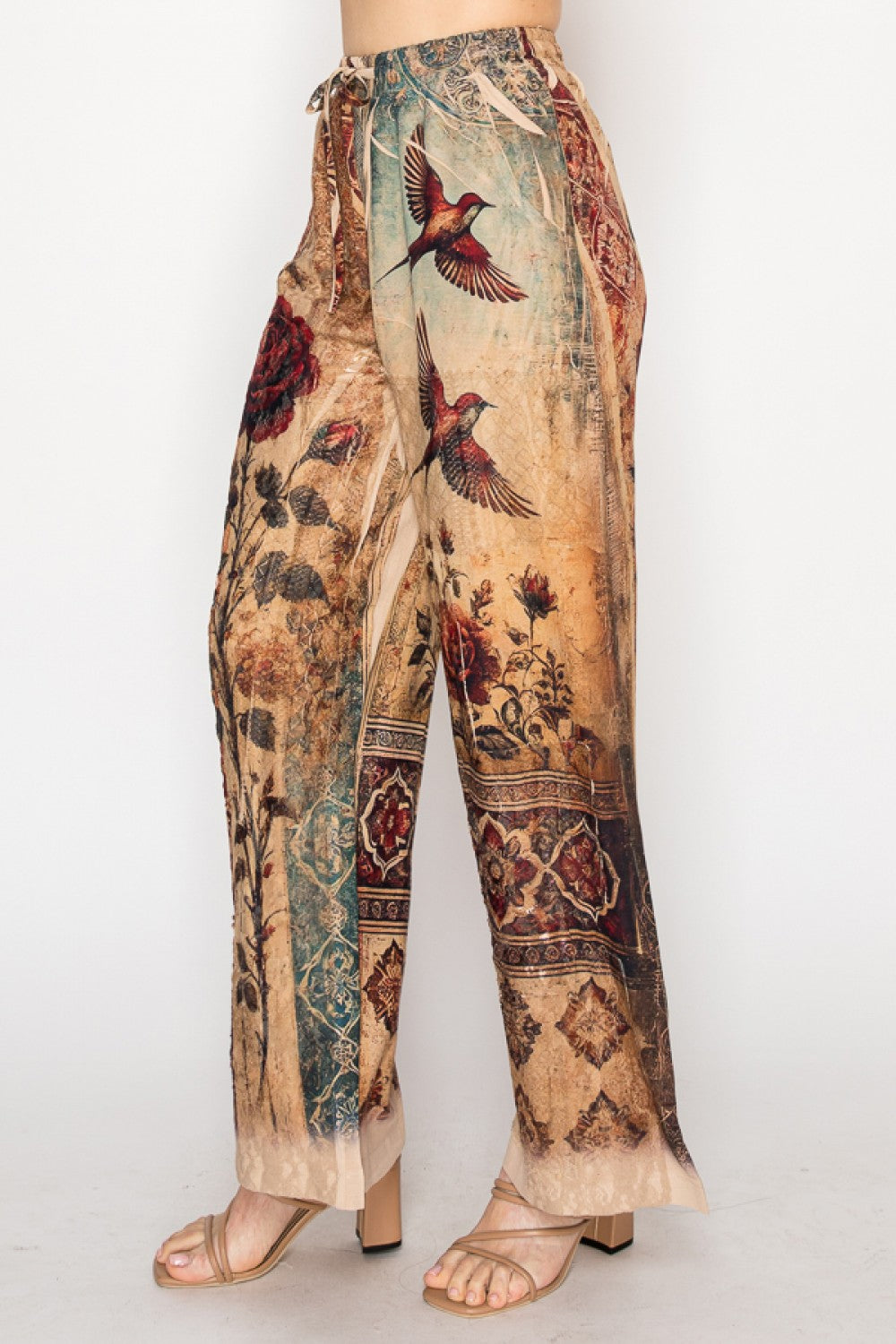 Vintage Bird Drawstring Pants