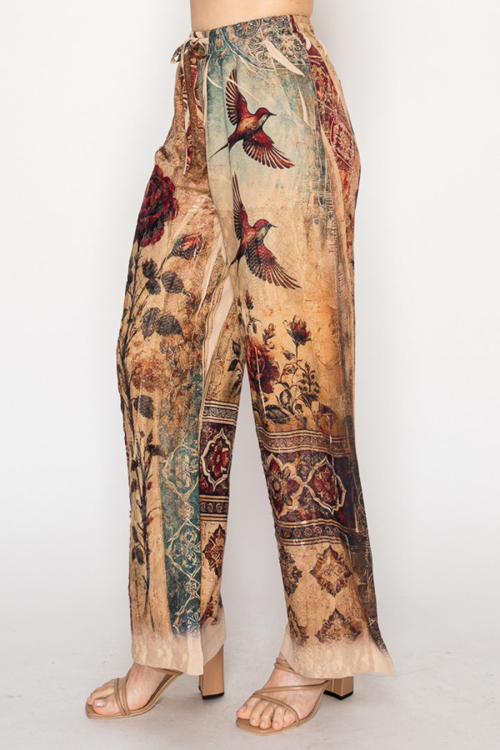Vintage Bird Drawstring Pants