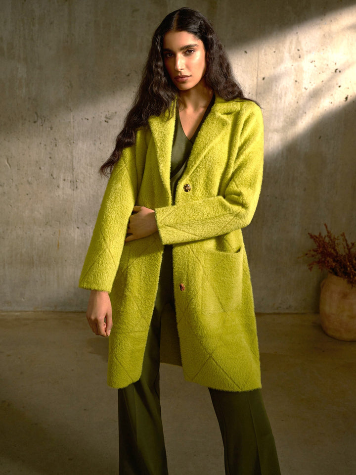 Wasabi Diamond Pattern Plush Knit Coat