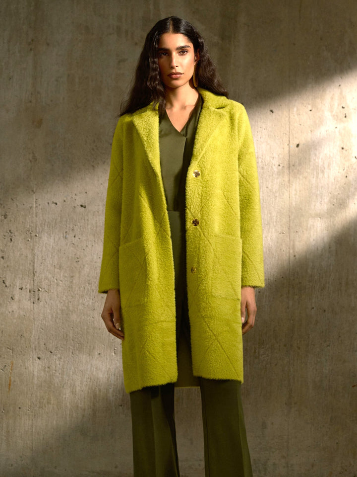 Wasabi Diamond Pattern Plush Knit Coat