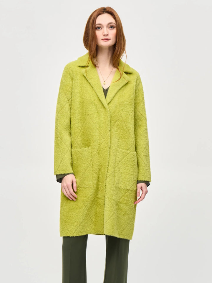 Wasabi Diamond Pattern Plush Knit Coat