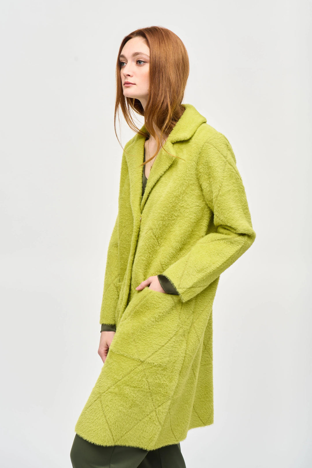 Wasabi Diamond Pattern Plush Knit Coat