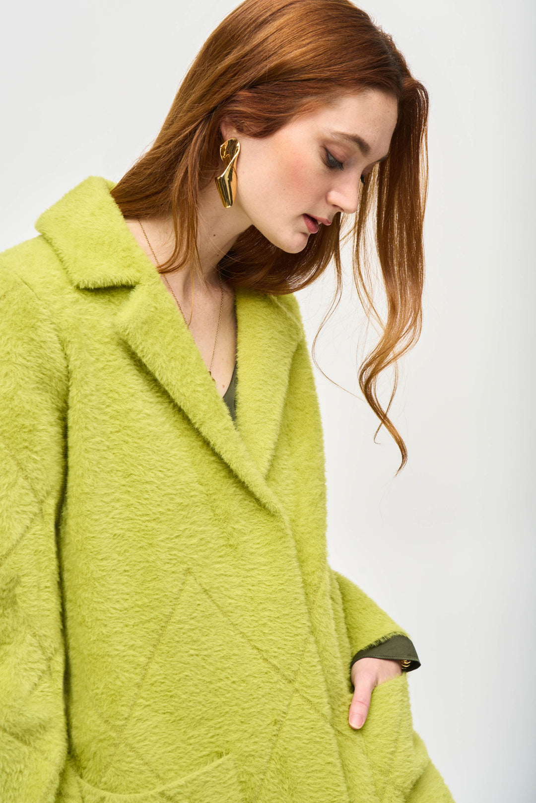 Wasabi Diamond Pattern Plush Knit Coat