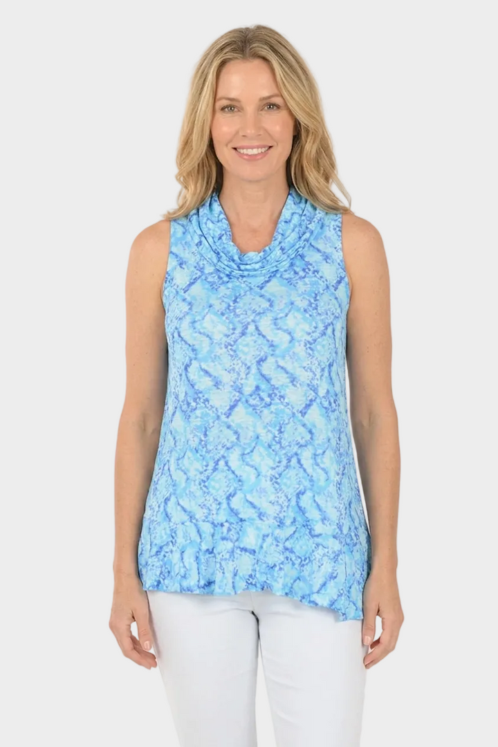 Watercolour Print Cowl Neck Top