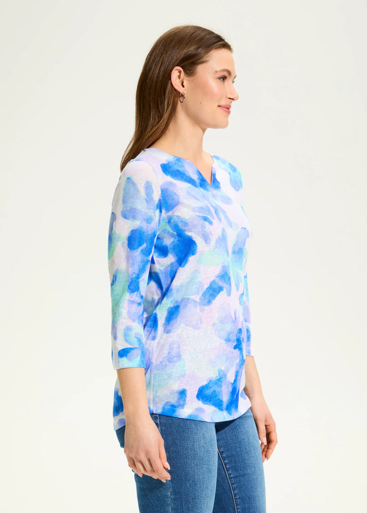 Watercress Blue V-Notch Neck Top