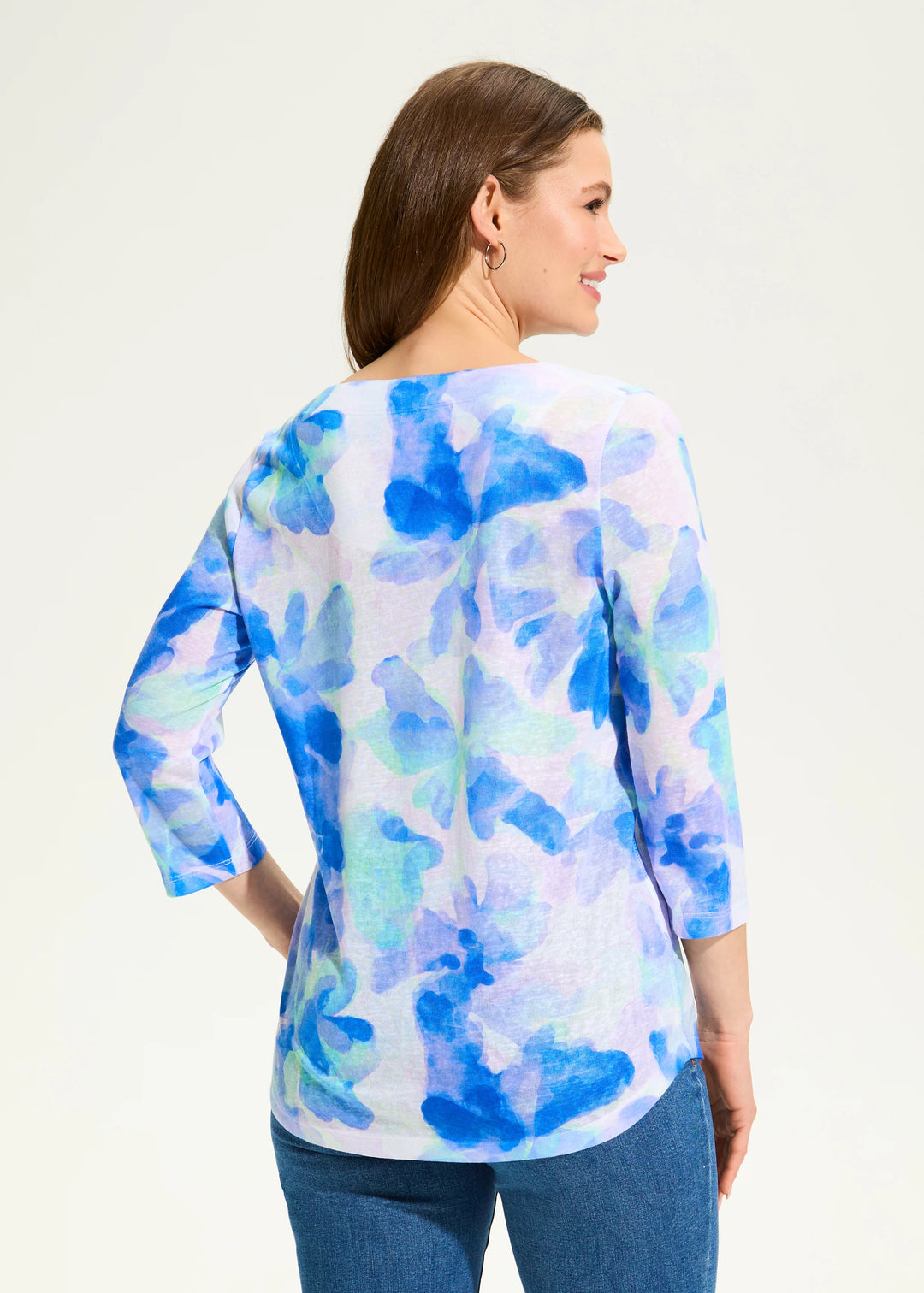 Watercress Blue V-Notch Neck Top