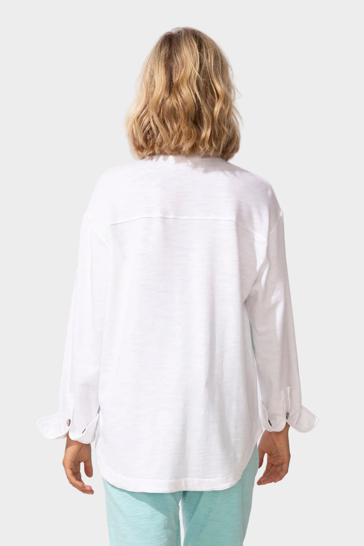 White Anywhere French Terry Shacket