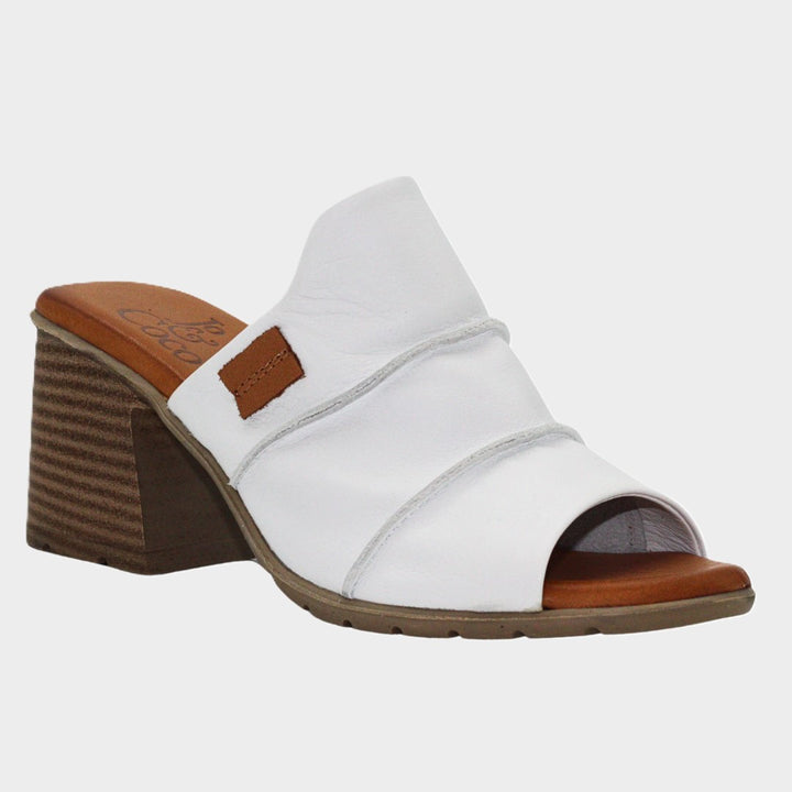 White Bonnie Pintuck Leather Sandal