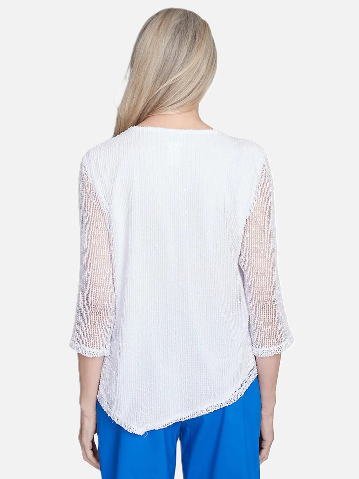White Bubble Mesh Top With Necklace