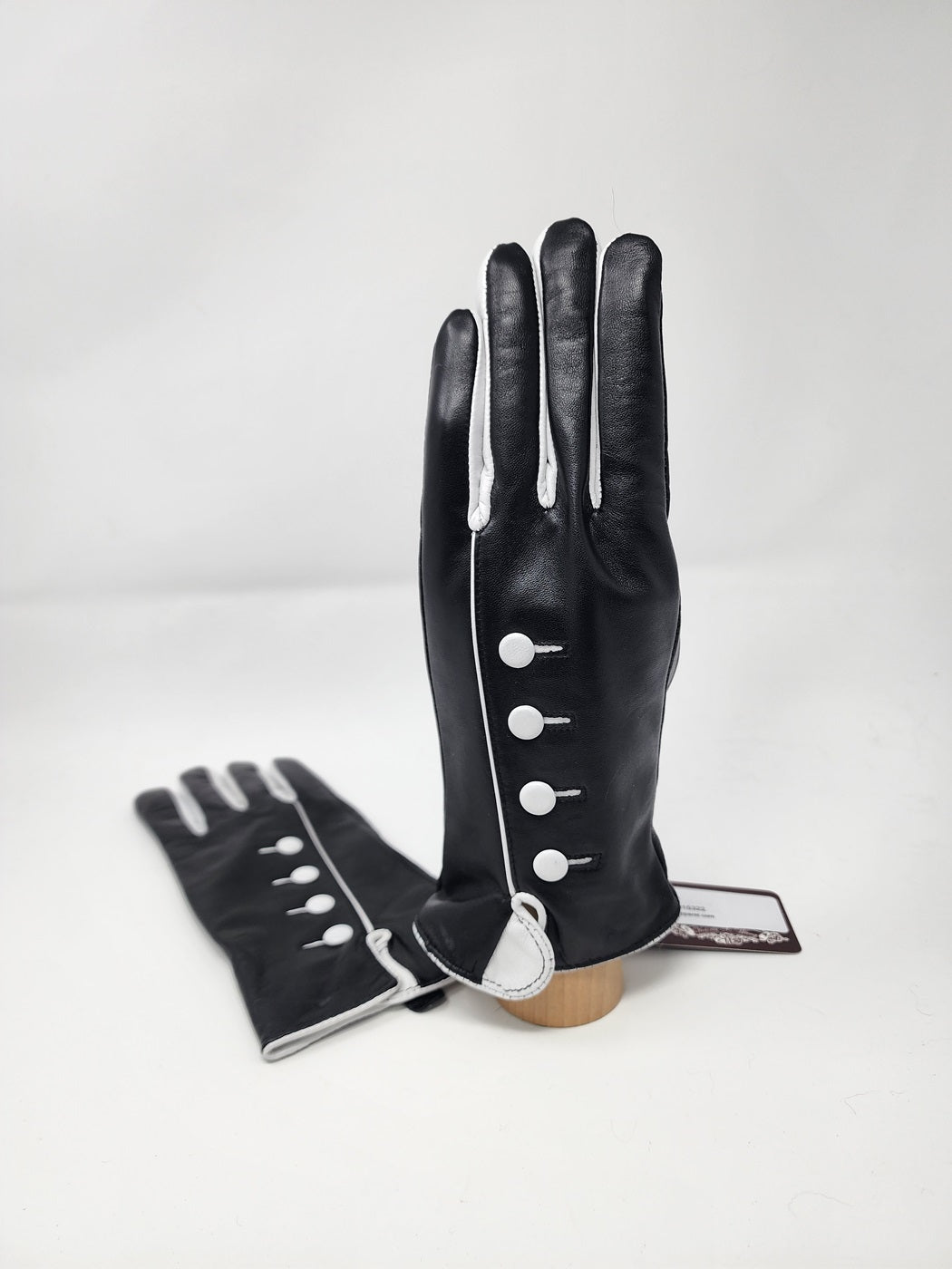 White Button Leather Gloves
