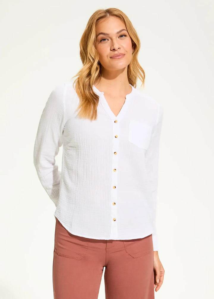 White Cotton Gauze Shirt