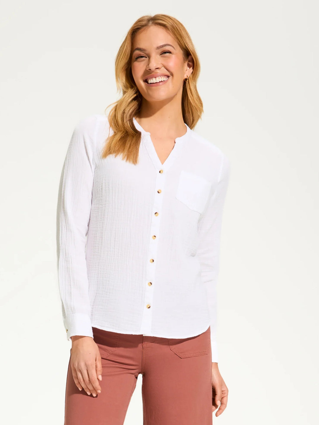 White Cotton Gauze Shirt