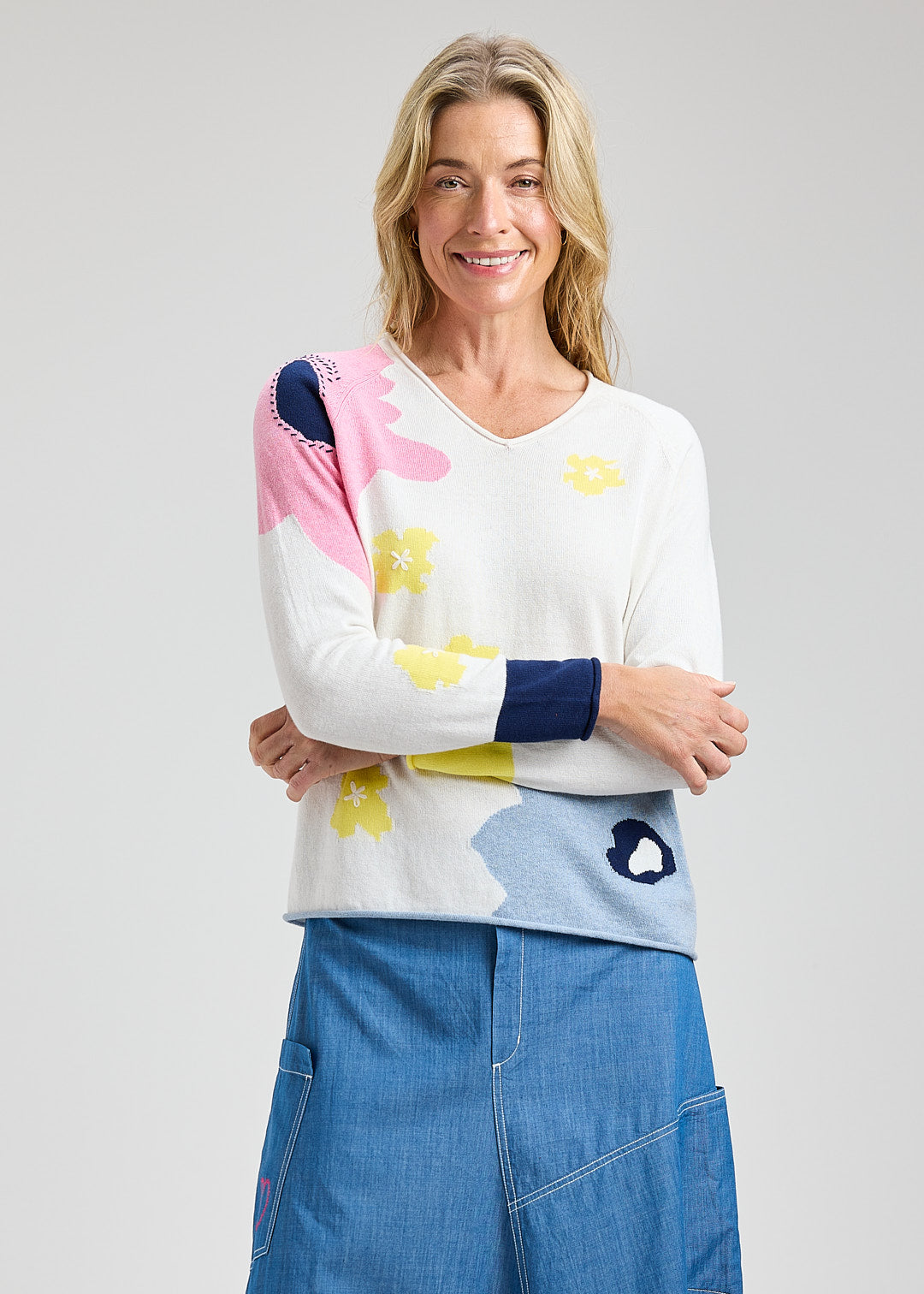 White Garden Pond Sweater