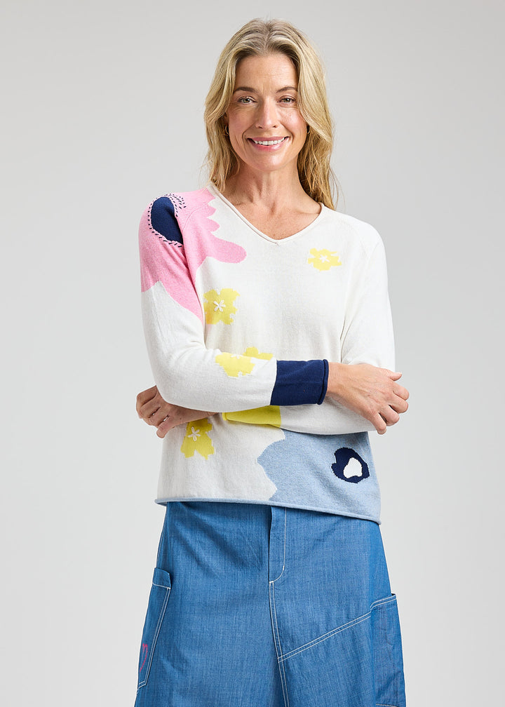 White Garden Pond Sweater