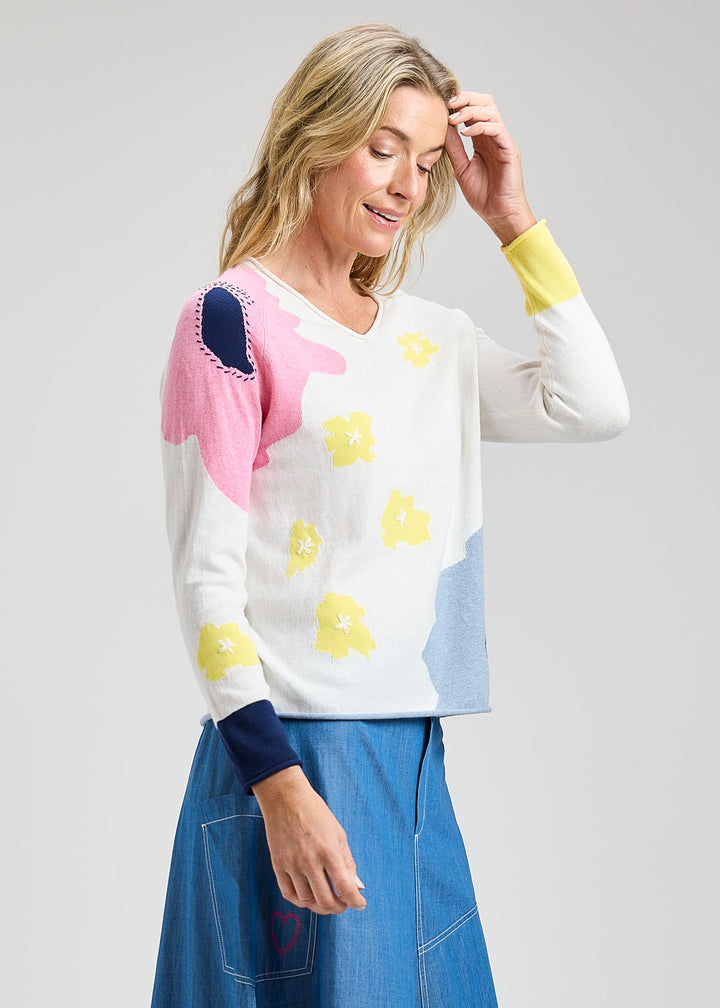 White Garden Pond Sweater