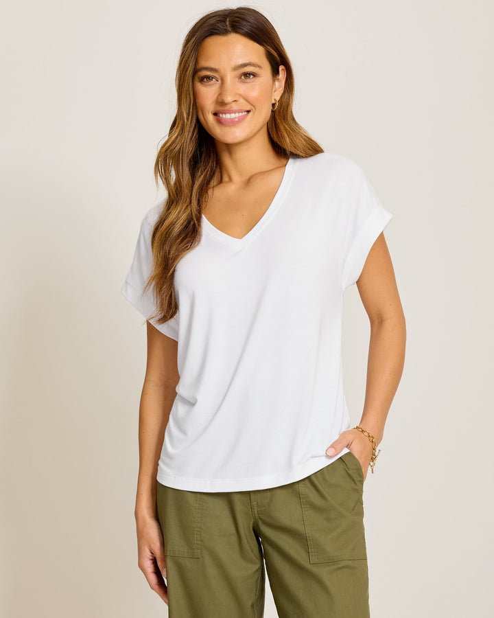 White Kauai Jersey V-Neck Tee