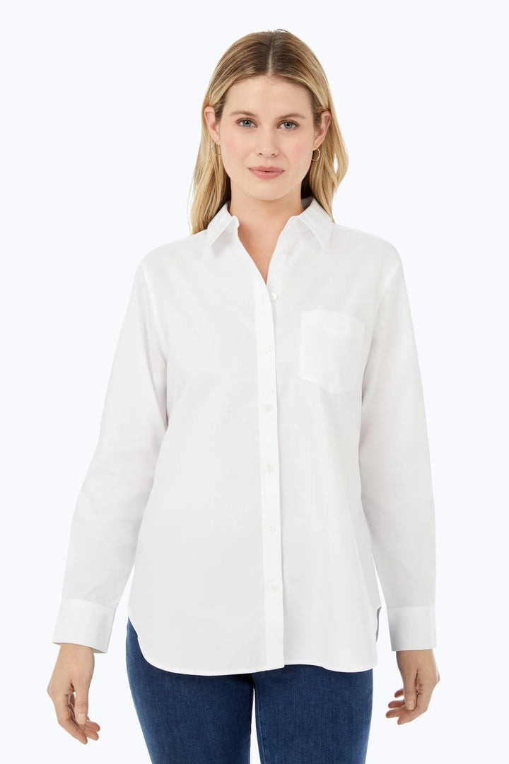 White No Iron Boyfriend Tunic Shirt