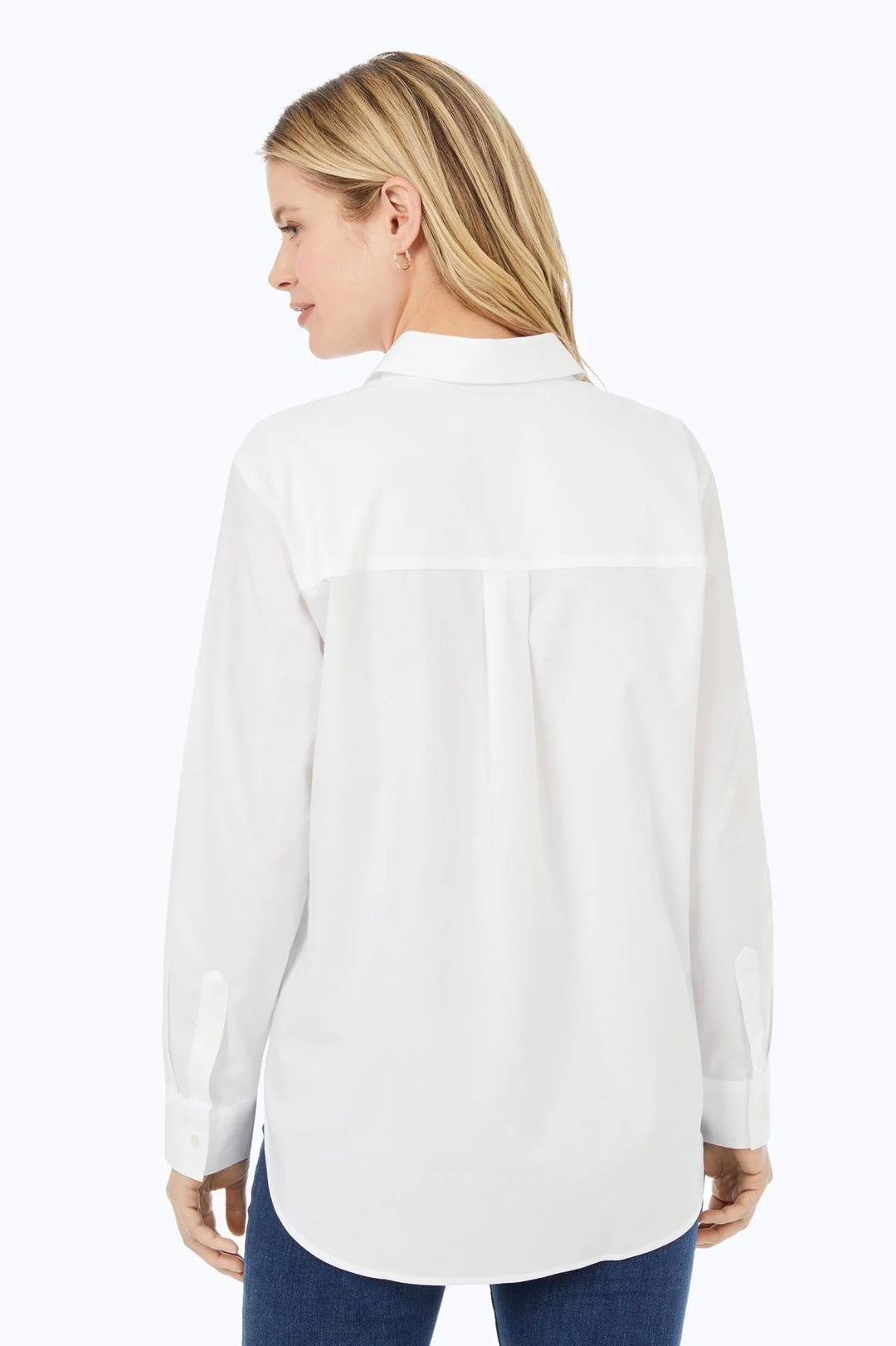 White No Iron Boyfriend Tunic Shirt