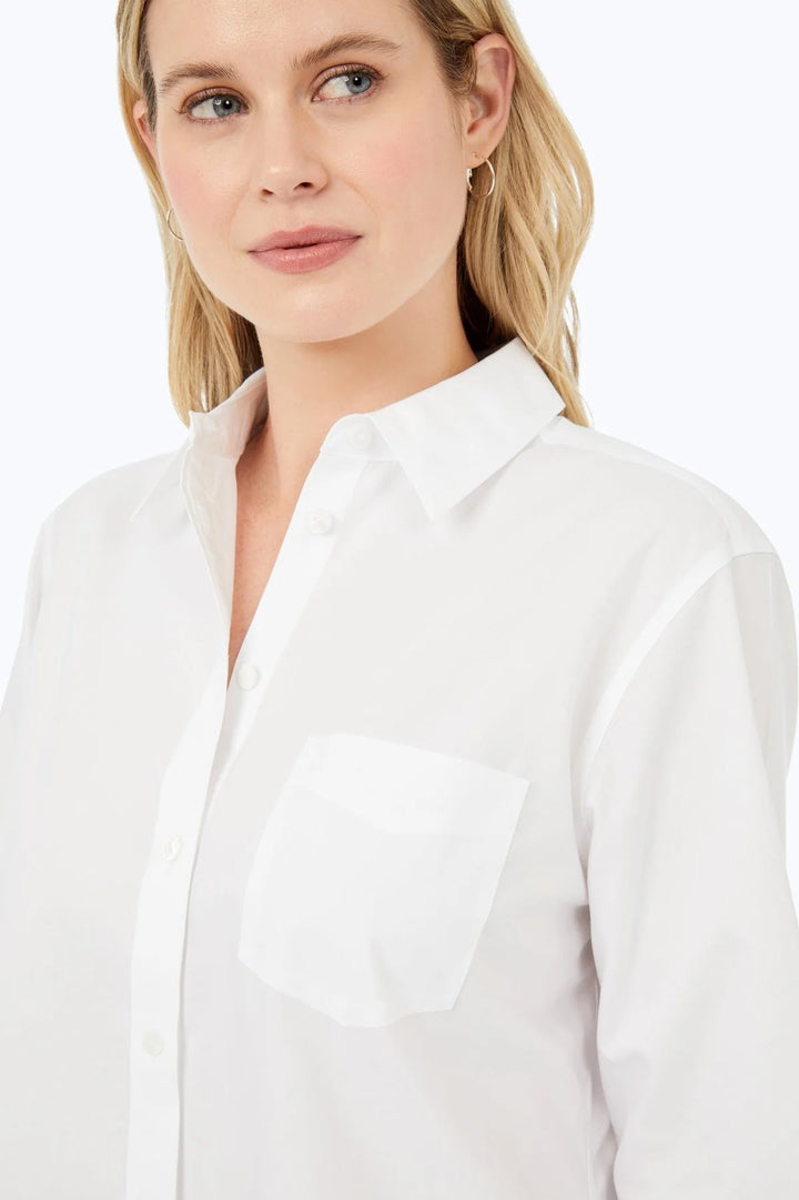 White No Iron Boyfriend Tunic Shirt