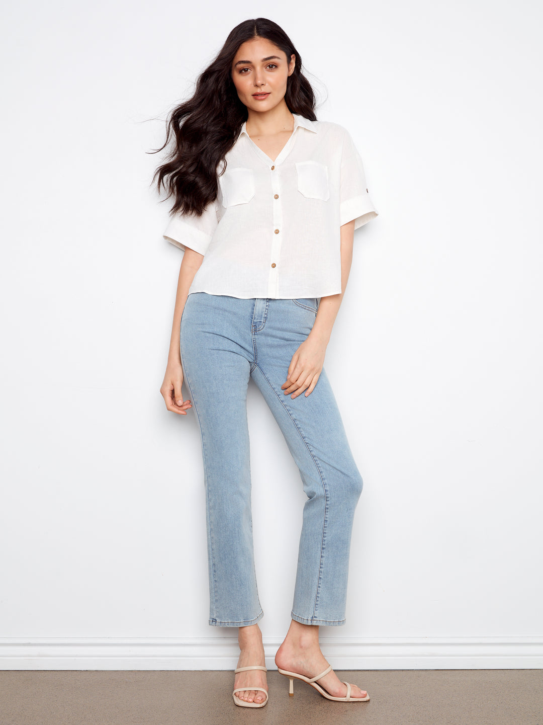 White Patch Pocket Linen Blouse