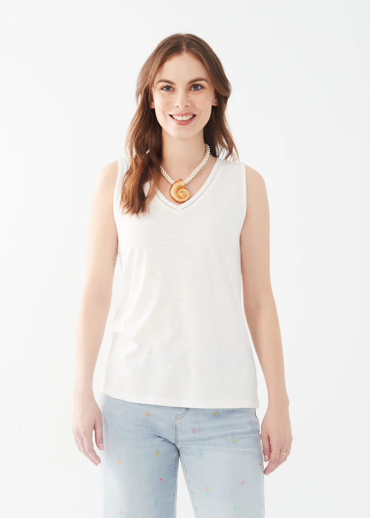 White Slub Jersey Sleeveless Top