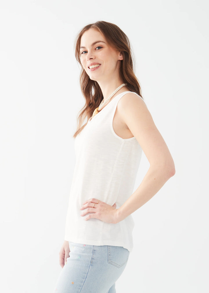 White Slub Jersey Sleeveless Top