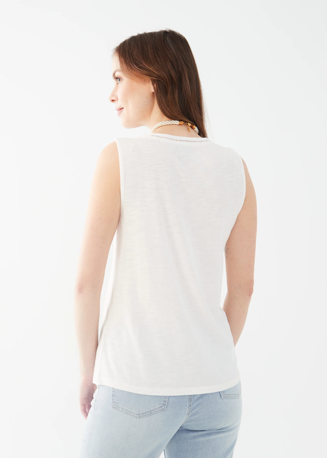 White Slub Jersey Sleeveless Top