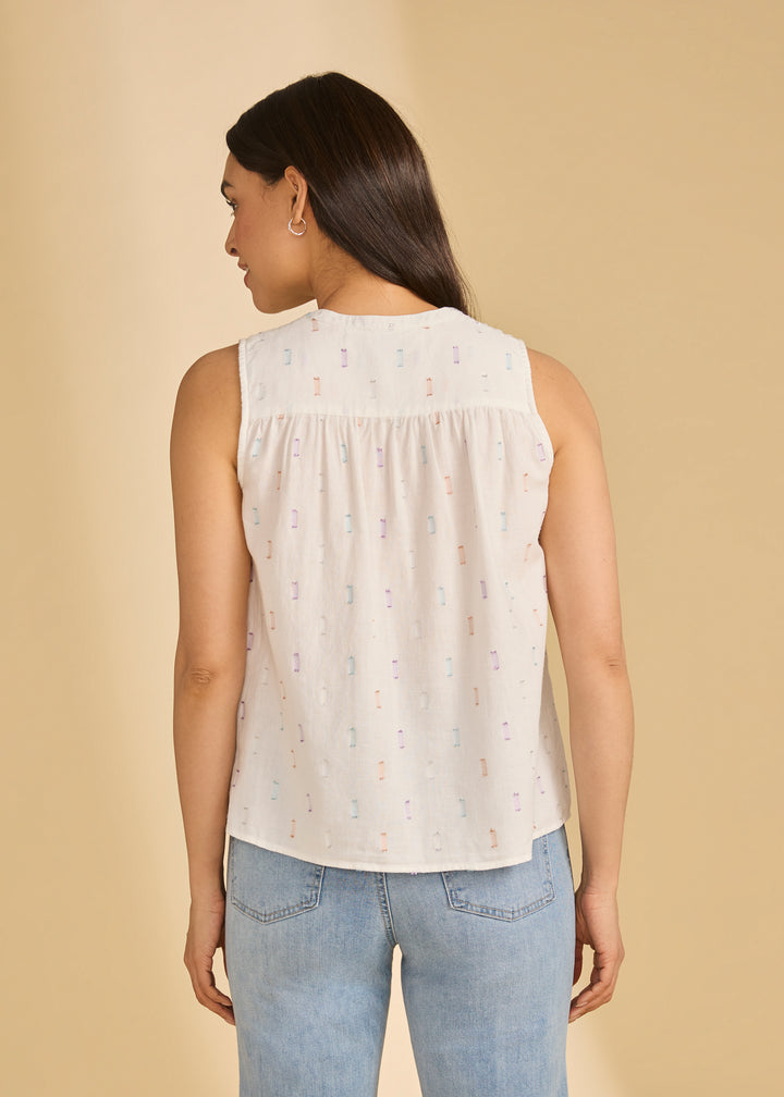 White Sparkle Metallic Jacquard Blouse