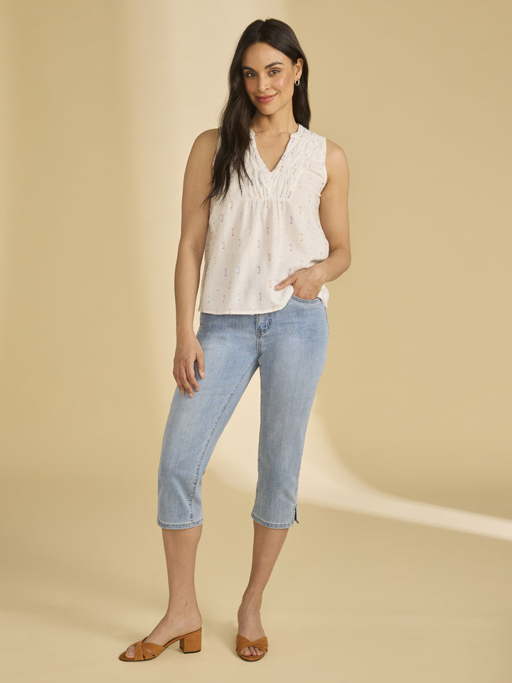 White Sparkle Metallic Jacquard Blouse