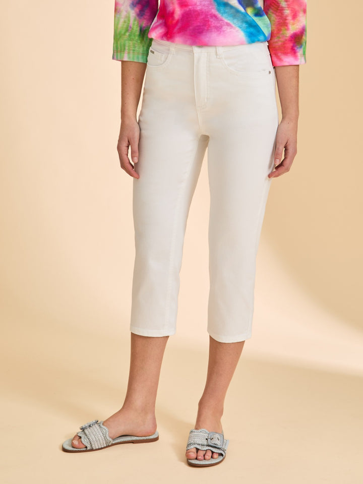 White Suzanne Euro Twill Capri